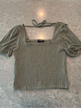 Olive Green Smocked Top